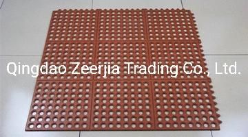Anti Slip Rubber Moulded Interlocking Door Mats with Holes 3X3FT