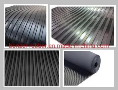 Cheap Anti-Slip Wide/Broad Ribbed Rubber Flooring Matting Sheet for Workshop