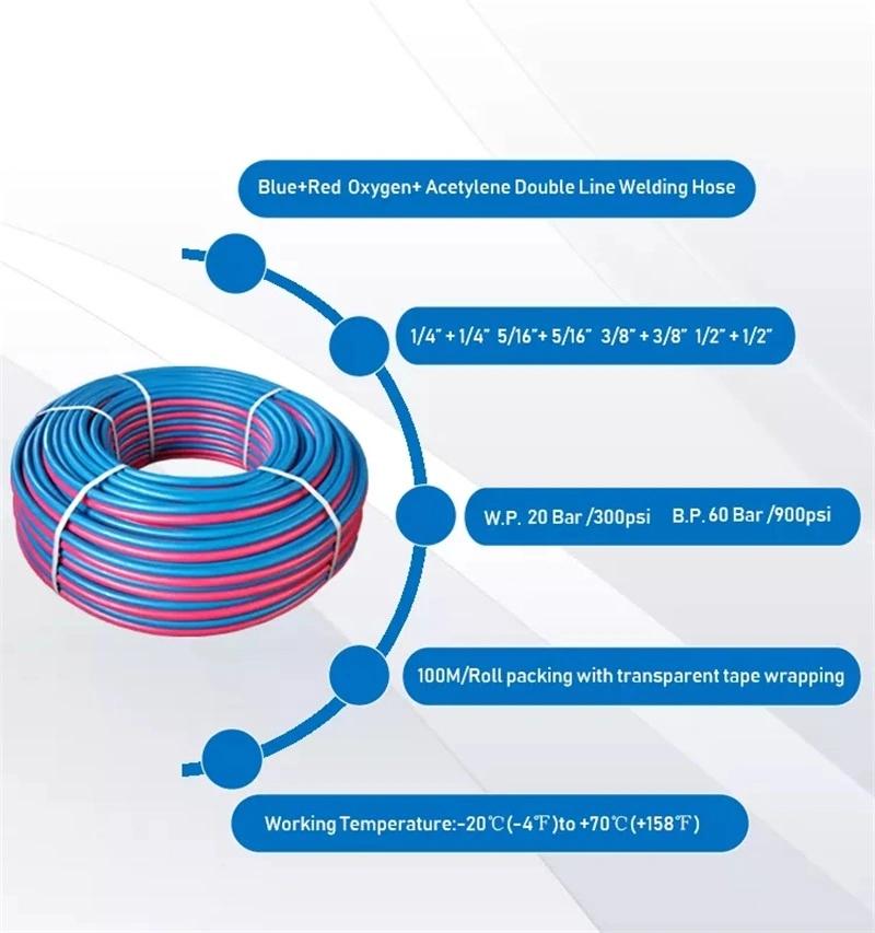 Hot Sale Corrosion Resistant 2 Inch Oxygen and Acetylene Rubber Welding Hose Double Line