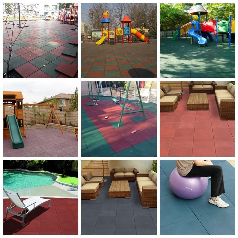 Certificated 500X500X25mm Outdoor Rubber Flooring for Playground