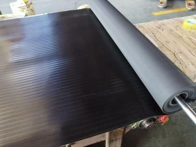 Black 3-8 mm Thickness Composite Ribbed Rubber Mat/Rubber Sheet