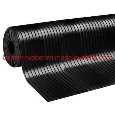 Industrial Anti-Slip Non-Slip Wide/Broad Ribbed Rubber Mat / Rubber Flooring Sheet