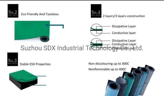 2mm Blue Anti-Static Grounding Mat ESD Table Rubber Workbench Matting Roll Antistatic ESD Mat for Cleanroom