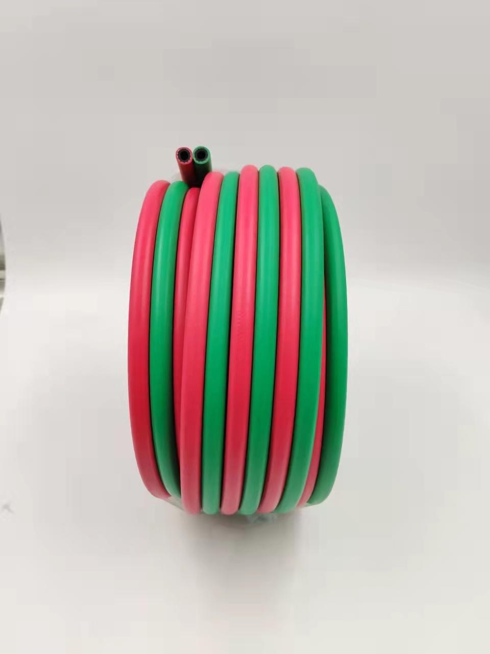 Twin Line Welding Hose, Hose Grade R, 1/4", 25 FT., Green, Red