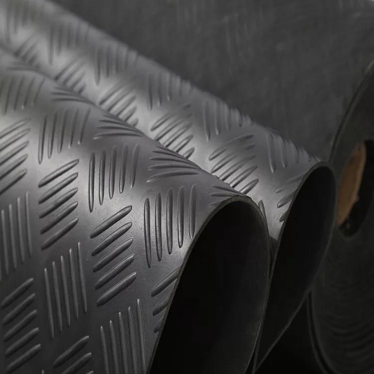 3-8 mm Customized Checker Plate Five Bar Anti Slip Vulcanized Rubber Sheet/Mat/Roll Rubber Floor