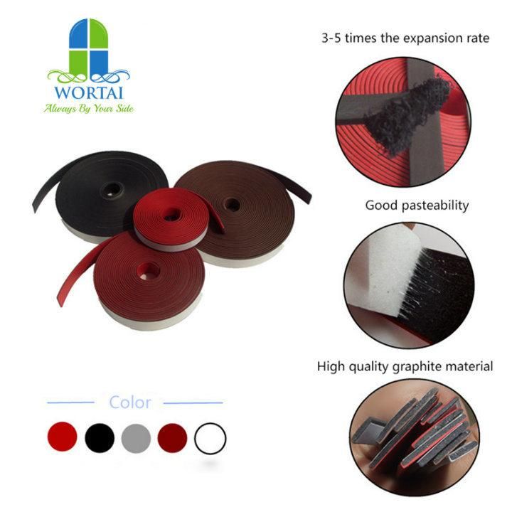 Smoke Fire Resistant Intumescent Expansion PVC Graphite Seal Rubber Gasket Strip for Doors Weather Strip