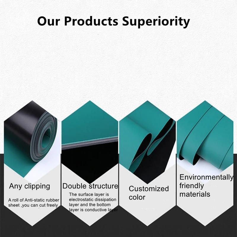 Waterproof Composite Anti-Static Rubber Sheet Ribbed ESD Rubber Matting SGS