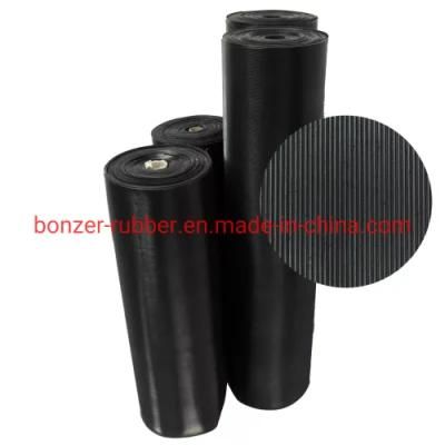 3mm Anti-Slip Corrugated Rubber Mat Fine Ribbed Rubber Flooring Roll Sheet