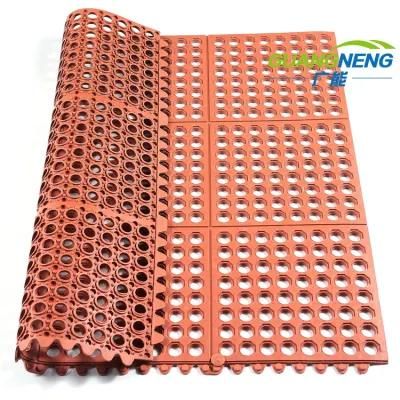 Flexible Anti-Fatigue Relief Drainage Rubber Interlocking Mat with Holes