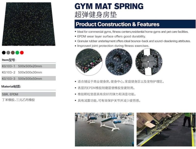 5% Discount Rubber Gym Floor Black Mat No Stain