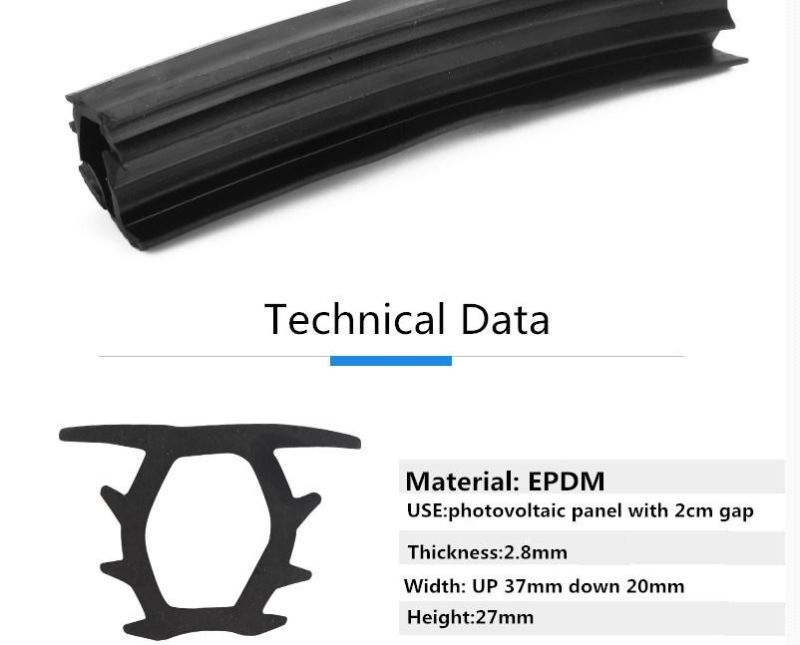 T-Shape Extruded Rubber Strip for Solar Photovoltaic Panel