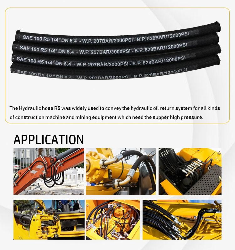 SAE 100r5 Hydraulic Oil Rubber Hose for Construction Machine Oil Return System