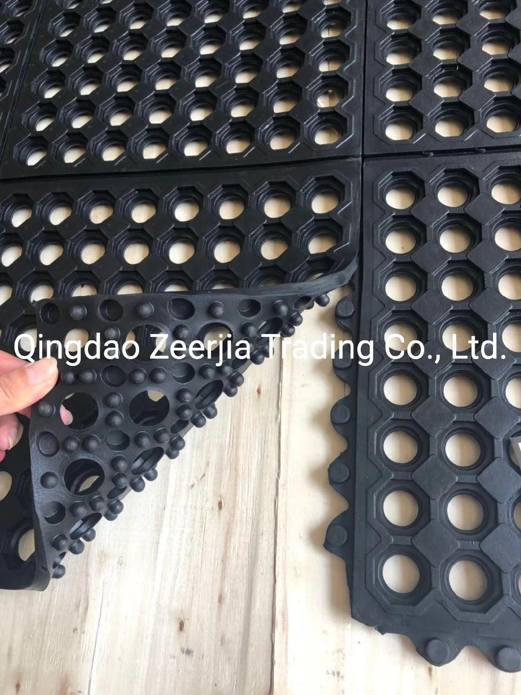 Anti Slip Rubber Moulded Interlocking Door Mats with Holes 3X3FT
