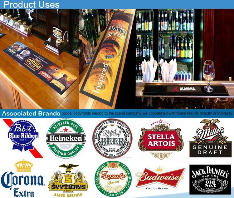 Non-Skid Customized Printed Felt Top Rubber Bar Counter Mat Drinking Glass Mat