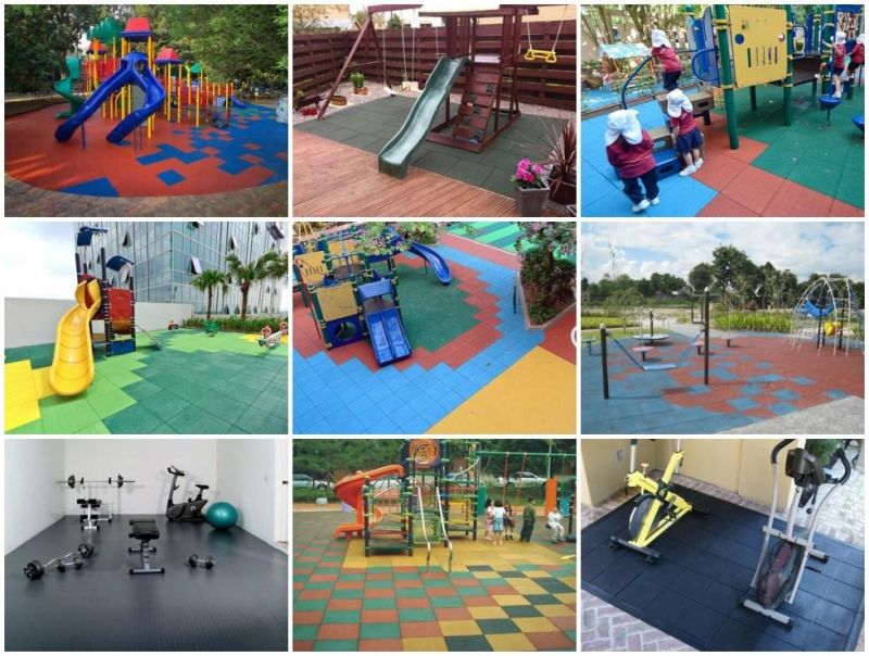 Anti-Shock Easy Drainage Anti-Slip Rubber Flooring Playground Rubber Tile