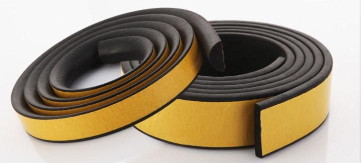 Flat, D Type EPDM Sponge/Foam Rubber Sealing Strip with Self Adhesive Tape for Cabinet