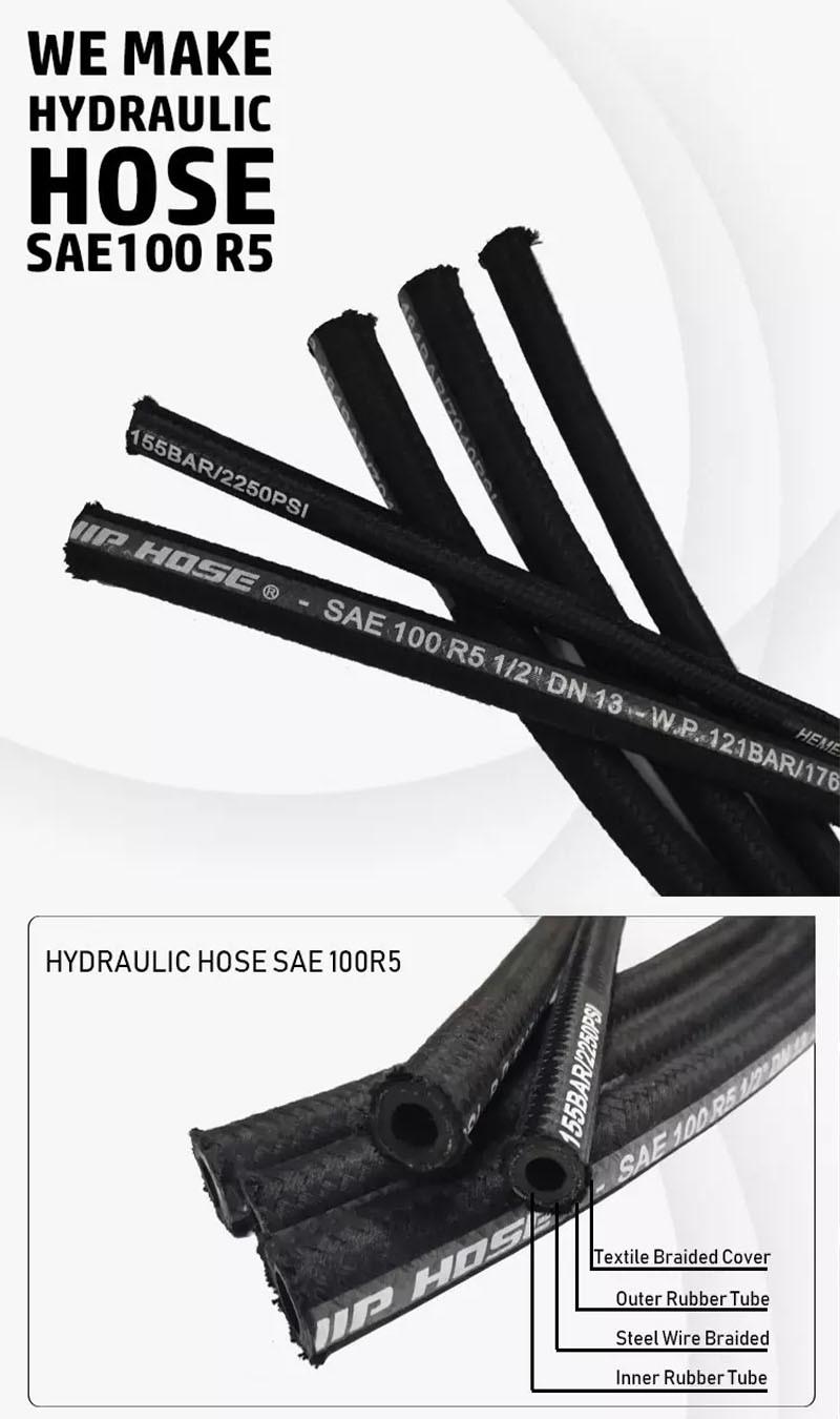 Msha ISO Certificated Steel Wire Braided Textile Covered Hydraulic Hose R5