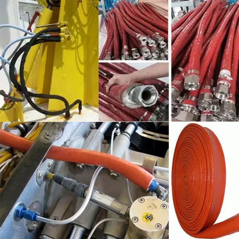 Alkali-Free Fiberglass Braiding Silicone Fire Resistant Protection Sleeve for Hydraulic Hose