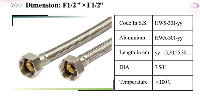 F1/2" Plus F3/8" Wire Braided Hose