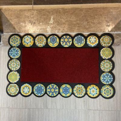 Customized Printed Rubber Floor Door Mat with Lace Non Slip