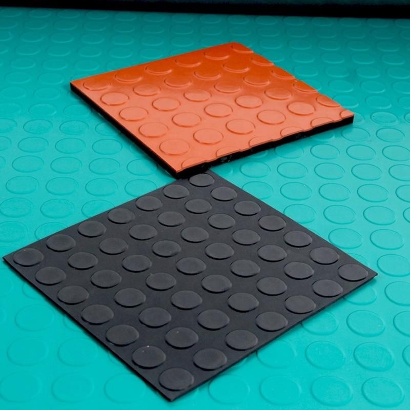 Round Button Rubber Sheet, Stud Rubber Sheet for Flooring Rolls with Red, Black Color