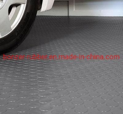 Round Coin Circular Stud Pattern Anti Slip Rubber Flooring Mat / Rubber Sheet