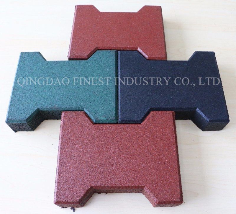 Dog-Bone Paver Flooring Anti-Vibration Shock Absorbent Outdoor Rubber Bricks