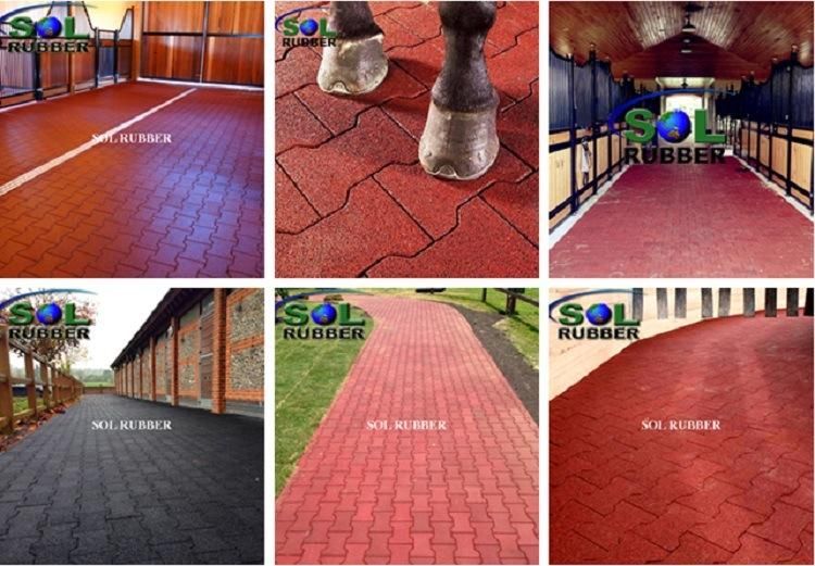 Heavy Duty Red Environmental Commercial Horse Stable Rubber Paver