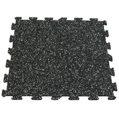 Black with Color Flecks Gym Rubber Flooring Tiles