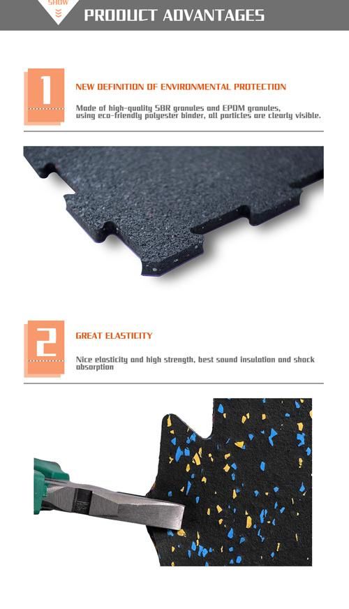 Interlock Visible Gym Rubber Floor Movable Interlocking Rubber Mat Tiles