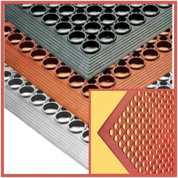 Slip Resistant Safety Drainage Rubber Floor Mat for Kitchens