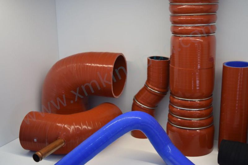 High Quality Industrial Truck and Forklift Engine Intake Hose Radiator Cooling Red and Blue Single Hump Silicone Hose
