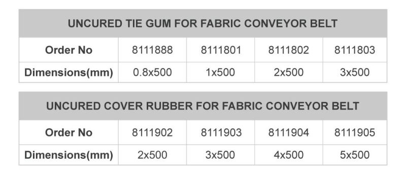 Fabric Conveyor Belt Hot Jointing Uncured Intermedaite Rubber