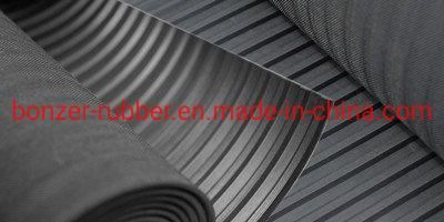 Wear-Resistant Waterproof Wide Broad Ribbed Rubber Mat / Non Slip Rubber Floor / Rubber Sheet