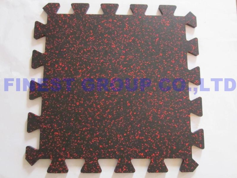 500X500X8mm Crossfit Reduce Shock Gym Rubber Flooring Interlocking Rubber Tile