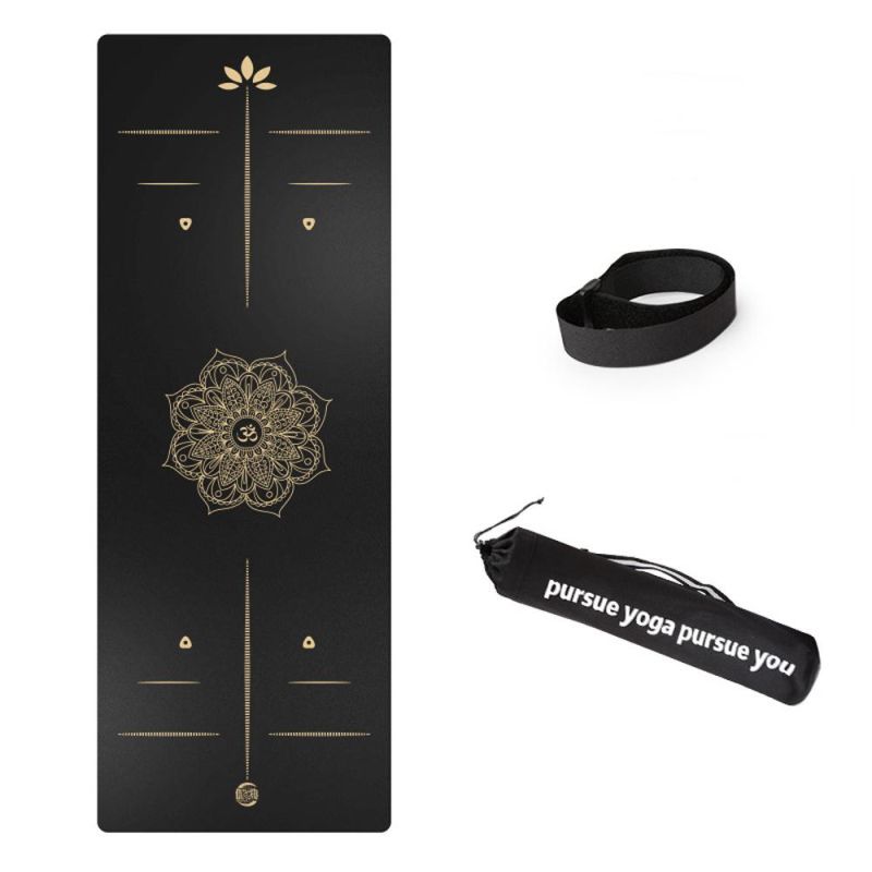 New Fashion Blue Rubber Black PU Yoga Mat for Pilates