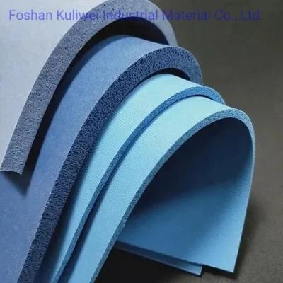 Close Cell Blue Silicone Sponge Rubber Sheet, Silicone Foam Rubber Sheet with Impression Fabric Surface