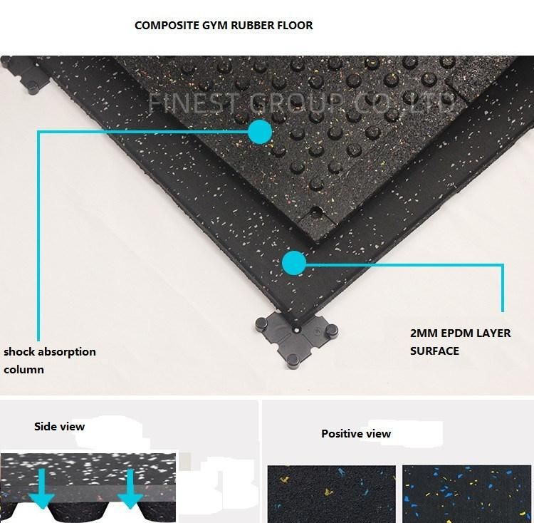 Rubber Gym Tiles Composite, EPDM Surface Rubber Floors, Fitness Composite Rubber Floors, Poreless Rubber Floors for Crossfit Gym, Fitness