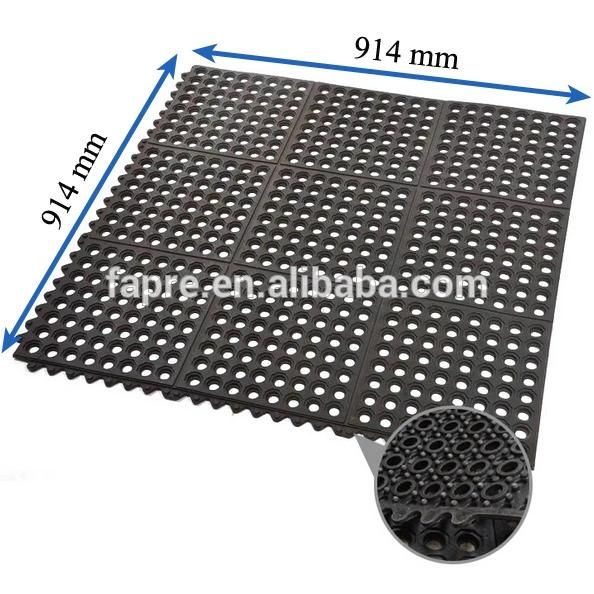 Rubber Link Mat with Holes Black Interlocked 914*914*12mm