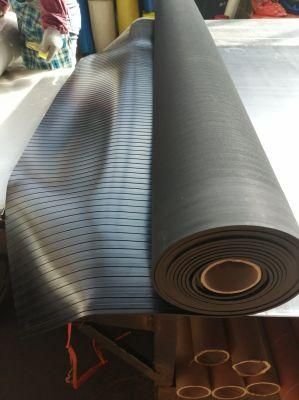 Black Anti-Slip Wide &amp; Fine Ribbed Rubber Sheet