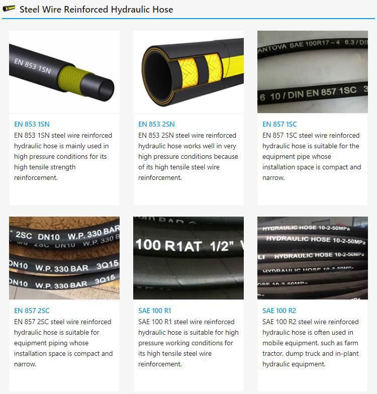 Too Long Life Service 1 Inch Oil Resistant Hose Stainless Steel Braided Hose Reinforced Hose Industrial Flexible High Pressure Hydraulic Rubber Hose