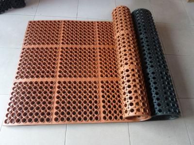 Anti Fatigue and Anti Slip Oil Drainage Rubber Floor Mat with Connectors