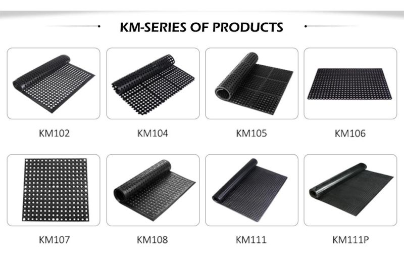 Good Quality Large Dimpled Drainage Grease Proof Resistant Rubber Mat Black with Holes Heavy Duty 3/4"
