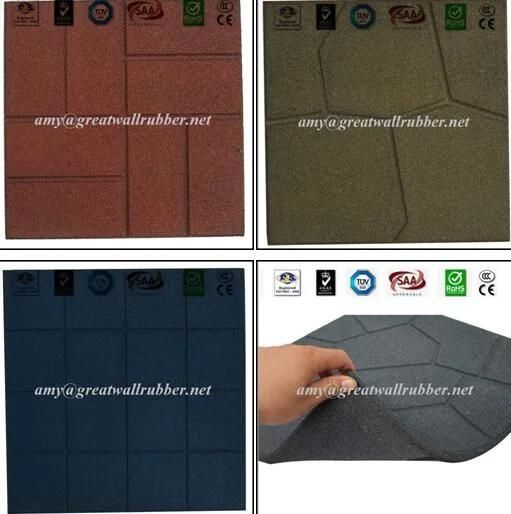 Public Sidewalk Rubber Paver Tile / Outdoor Playground Rubber Floor Mat