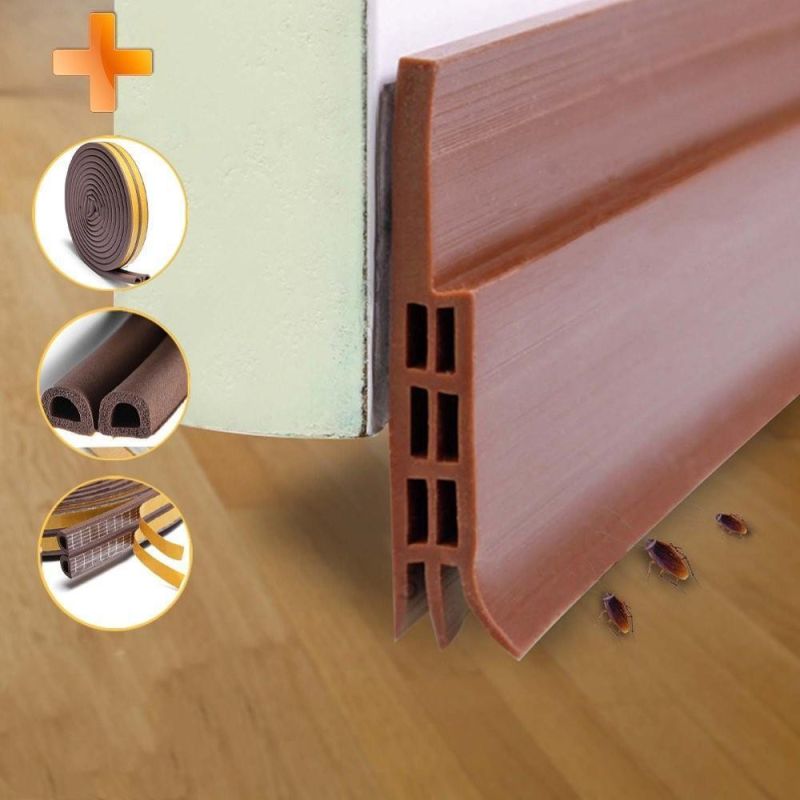 Energy Efficient Adhesive Under Door Silicone Sweep Weather Stripping Weatherproof Doors Bottom Seal Strip
