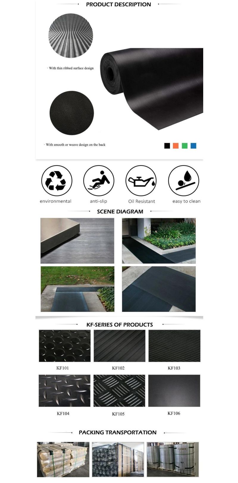 Top Sell Anti Slip Ribbed Rubber Matting in Roll