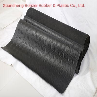 3-8 mm Customized Checker Plate Five Bar Anti Slip Vulcanized Rubber Sheet/Mat/Roll Rubber Floor