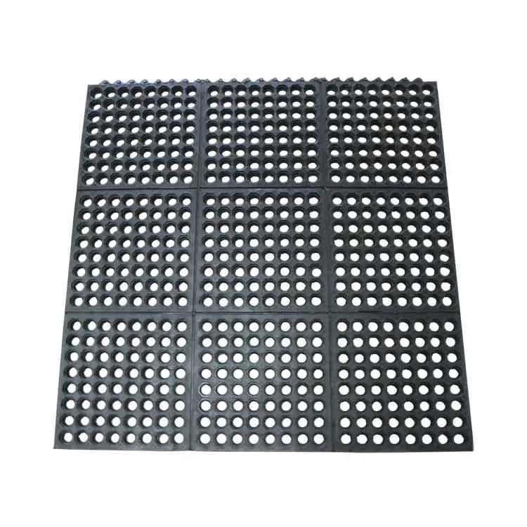 Rubber Link Mat with Holes Black Interlocked 914*914*12mm