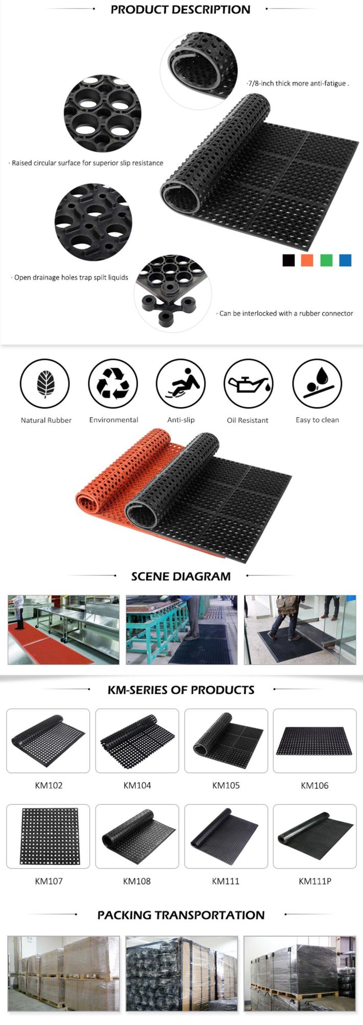 5% Discount Rubber Heavy Duty Rubber Kitchen Anti Slip Interlocking Mat