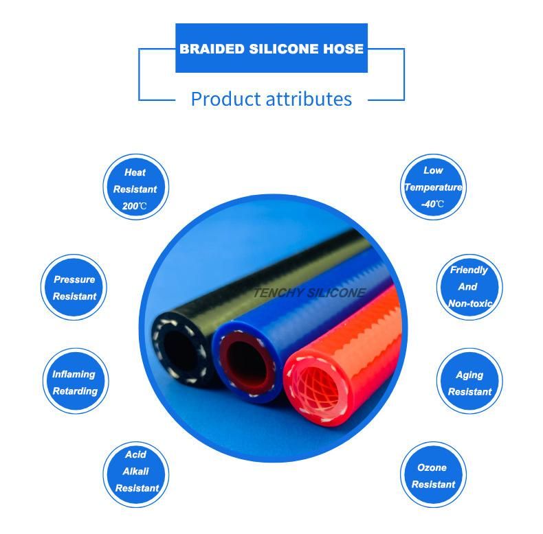 Braided Hoses Odorless Black Double Braid Reinforced Silicone Tubing